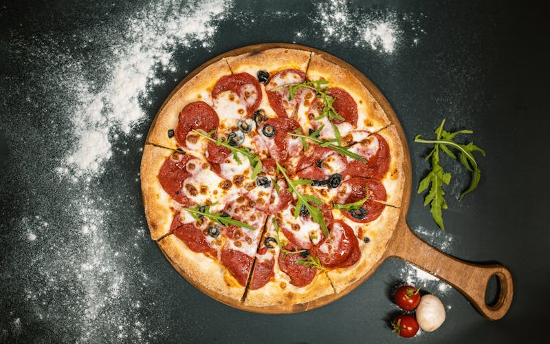 Classic pepperoni pizza with crispy pepperoni slices